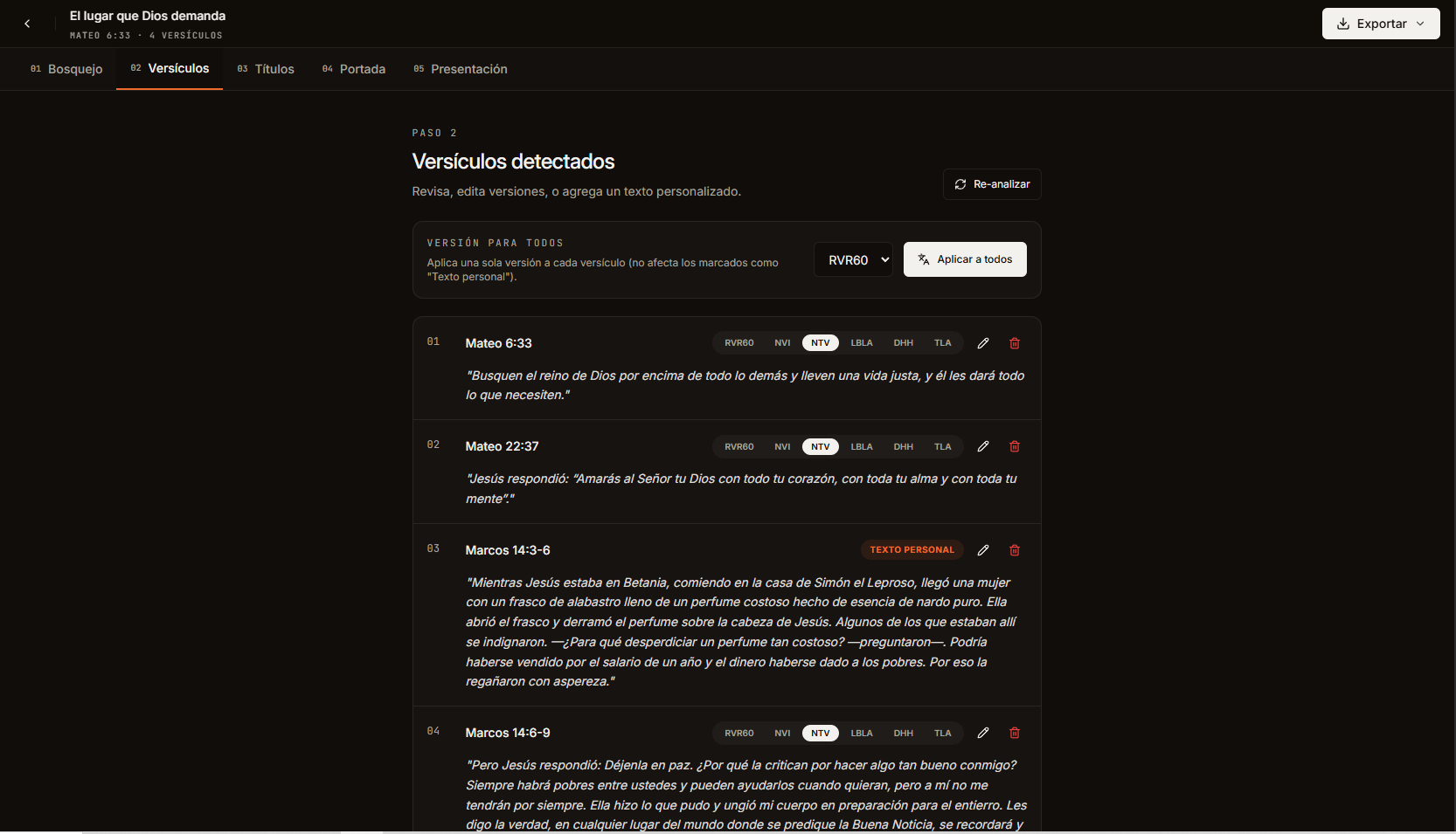 Editor — Versículos